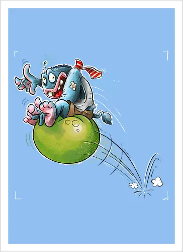 Hüpfball. - Monster, Monsta, Hüpfball - Kunstdruck