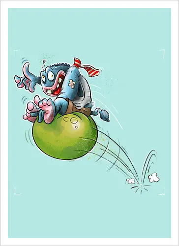 Hüpfball. - Monster, Monsta, Hüpfball - Kunstdruck