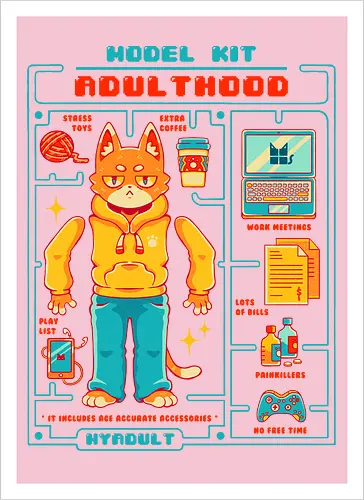 MODEL KIT: ADULTHOOD - model kit, millennials, retro, vintage, gamer, adulthood - Kunstdruck