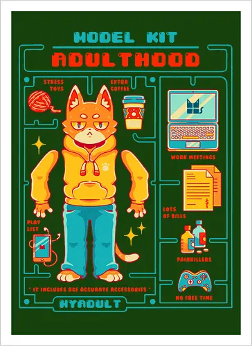MODEL KIT: ADULTHOOD - model kit, millennials, retro, vintage, gamer, adulthood - Kunstdruck