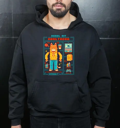 MODEL KIT: ADULTHOOD - model kit, millennials, retro, vintage, gamer, adulthood - Cropped Hoodie
