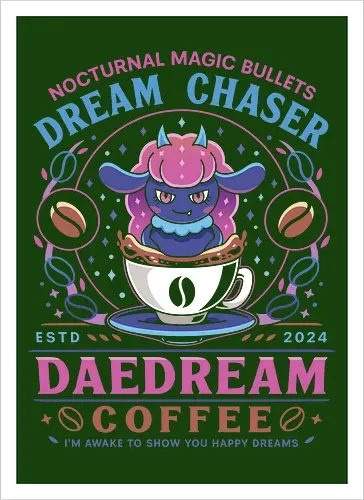 Daedream Dark Element Coffee - Pal, pal world, daedream, dark element, depresso, gaming, video game, gamer, survival, crafting, farming, monsters, coffee, lamball, adventure - Kunstdruck