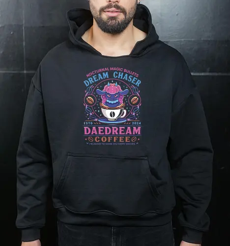 Daedream Dark Element Coffee - Pal, pal world, daedream, dark element, depresso, gaming, video game, gamer, survival, crafting, farming, monsters, coffee, lamball, adventure - Cropped Hoodie