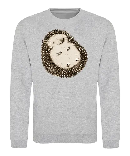 Molligem Igel Liegend Bauch Oben Lächelnd Sepia Kunst - molliger Bauch oben Igel, Igel auf dem Rücken liegend süß, Sepia Igel Illustration, künstlerische Skizze glücklicher Igel, molliger lächelnder Igel, faules Tier Kunst, detaillierte Stacheln beige braun, entspannter Tier Druck, Igel Liebhaber Geschenk, süßes Igel Shirt, Igel kurze Beine, strukturierte Bleistift Tier Kunst, zufriedener ruhender Igel, süßes Tier Bauch, lustiges süßes entspanntes Tier - Sweatshirt