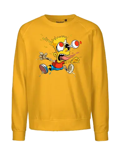 Freaky Junge - Kreatur des Chaos - freaky boy, gelbe kreatur, horror kunst, creepy cartoon, skelett kunst, body horror, seltsame kreatur, dark cartoon, surreal art, creepy art, monster design, horror cartoon, seltsamer charakter, schwarzer humor, geek art - Fairtrade Sweatshirt