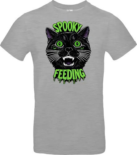 Spooky But Make It Feeding – Lustige Halloween Katze - Halloween, Katze, schwarze Katze, Spooky, lustig, Füttern, Katzenhumor, grün, Kürbis, Fledermaus, Grusel, Gothic, Herbst, Katzenfan, Halloween Katze - Standard T-Shirt
