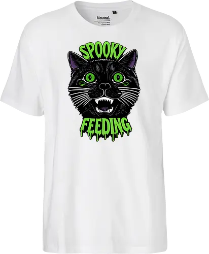Spooky But Make It Feeding – Lustige Halloween Katze - Halloween, Katze, schwarze Katze, Spooky, lustig, Füttern, Katzenhumor, grün, Kürbis, Fledermaus, Grusel, Gothic, Herbst, Katzenfan, Halloween Katze - Fairtrade T-Shirt