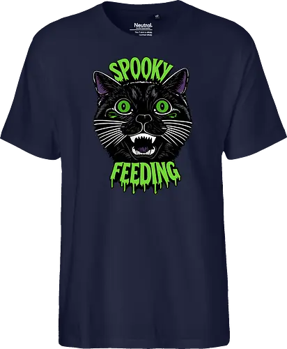 Spooky But Make It Feeding – Lustige Halloween Katze - Halloween, Katze, schwarze Katze, Spooky, lustig, Füttern, Katzenhumor, grün, Kürbis, Fledermaus, Grusel, Gothic, Herbst, Katzenfan, Halloween Katze - Fairtrade T-Shirt