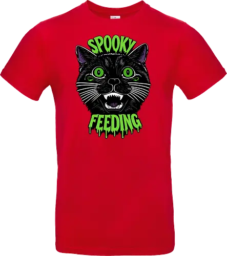Spooky But Make It Feeding – Lustige Halloween Katze - Halloween, Katze, schwarze Katze, Spooky, lustig, Füttern, Katzenhumor, grün, Kürbis, Fledermaus, Grusel, Gothic, Herbst, Katzenfan, Halloween Katze - Standard T-Shirt