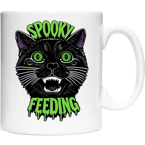 Spooky But Make It Feeding – Lustige Halloween Katze - Halloween, Katze, schwarze Katze, Spooky, lustig, Füttern, Katzenhumor, grün, Kürbis, Fledermaus, Grusel, Gothic, Herbst, Katzenfan, Halloween Katze - Keramiktasse