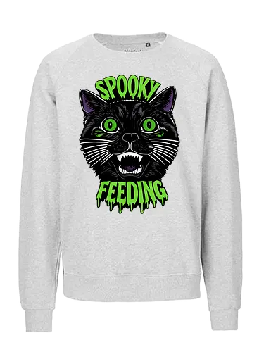 Spooky But Make It Feeding – Lustige Halloween Katze - Halloween, Katze, schwarze Katze, Spooky, lustig, Füttern, Katzenhumor, grün, Kürbis, Fledermaus, Grusel, Gothic, Herbst, Katzenfan, Halloween Katze - Fairtrade Sweatshirt