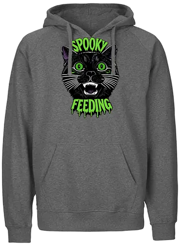 Spooky But Make It Feeding – Lustige Halloween Katze - Halloween, Katze, schwarze Katze, Spooky, lustig, Füttern, Katzenhumor, grün, Kürbis, Fledermaus, Grusel, Gothic, Herbst, Katzenfan, Halloween Katze - Fairtrade Hoodie