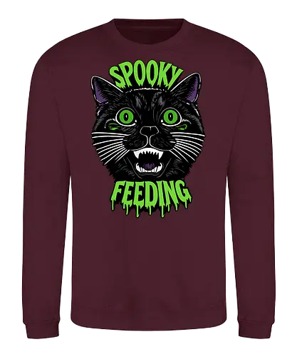 Spooky But Make It Feeding – Lustige Halloween Katze - Halloween, Katze, schwarze Katze, Spooky, lustig, Füttern, Katzenhumor, grün, Kürbis, Fledermaus, Grusel, Gothic, Herbst, Katzenfan, Halloween Katze - Sweatshirt