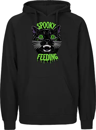 Spooky But Make It Feeding – Lustige Halloween Katze - Halloween, Katze, schwarze Katze, Spooky, lustig, Füttern, Katzenhumor, grün, Kürbis, Fledermaus, Grusel, Gothic, Herbst, Katzenfan, Halloween Katze - Fairtrade Hoodie