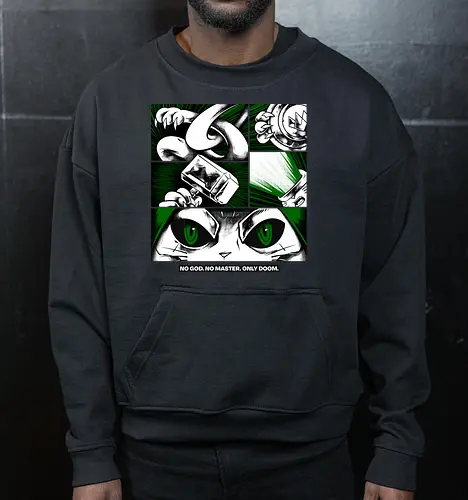 return of catvengers  - cat, meow, kitty, fun, avenger, drdoom, doomsday, cartoon, fantastic, hoomanlover, catlover - Cropped Sweatshirt