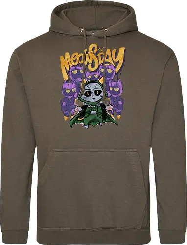 meowsday is coming - cat, meow, kitty, fun, avenger, drdoom, doomsday, cartoon, fantastic, hoomanlover, catlover, sentinel, superhero, villain - Standard Hoodie