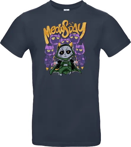 meowsday is coming - cat, meow, kitty, fun, avenger, drdoom, doomsday, cartoon, fantastic, hoomanlover, catlover, sentinel, superhero, villain - Standard T-Shirt