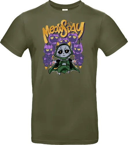 meowsday is coming - cat, meow, kitty, fun, avenger, drdoom, doomsday, cartoon, fantastic, hoomanlover, catlover, sentinel, superhero, villain - Standard T-Shirt