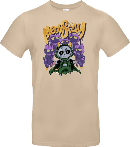 meowsday is coming - cat, meow, kitty, fun, avenger, drdoom, doomsday, cartoon, fantastic, hoomanlover, catlover, sentinel, superhero, villain - Standard T-Shirt