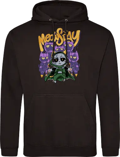 meowsday is coming - cat, meow, kitty, fun, avenger, drdoom, doomsday, cartoon, fantastic, hoomanlover, catlover, sentinel, superhero, villain - Standard Hoodie