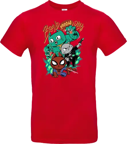 brand meow day  - cat, meow, kitty, fun, avenger, drdoom, doomsday, cartoon, fantastic, hoomanlover, catlover, superhero, villain, chibi - Standard T-Shirt