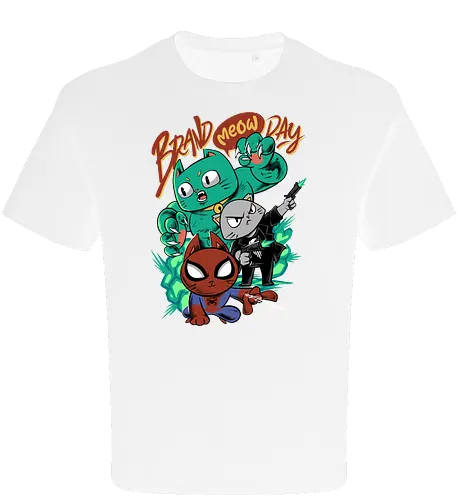 brand meow day  - cat, meow, kitty, fun, avenger, drdoom, doomsday, cartoon, fantastic, hoomanlover, catlover, superhero, villain, chibi - Oversize T-Shirt