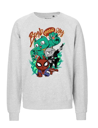 brand meow day  - cat, meow, kitty, fun, avenger, drdoom, doomsday, cartoon, fantastic, hoomanlover, catlover, superhero, villain, chibi - Fairtrade Sweatshirt