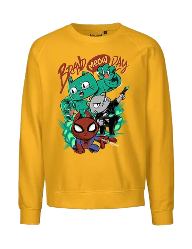 brand meow day  - cat, meow, kitty, fun, avenger, drdoom, doomsday, cartoon, fantastic, hoomanlover, catlover, superhero, villain, chibi - Fairtrade Sweatshirt