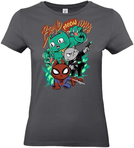 brand meow day  - cat, meow, kitty, fun, avenger, drdoom, doomsday, cartoon, fantastic, hoomanlover, catlover, superhero, villain, chibi - Standard T-Shirt (Frauen)