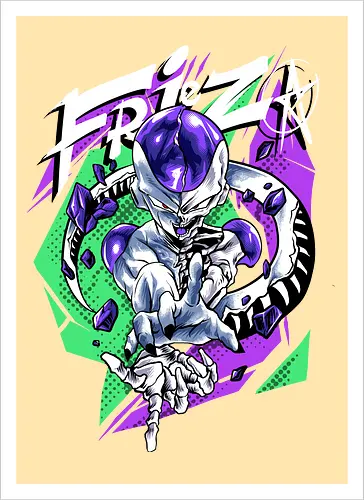 broken violet alien  - Dragon, frieza, villain, streetwear, artwear, cool, songoku - Kunstdruck