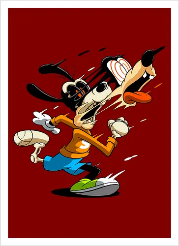 Freaky Tollpatschiger Hund - Cartoon Horror Underground Art - freaky tollpatschiger Hund Art, Cartoon Horror Underground, tollpatschiger Hund dunkles Shirt, Horror Cartoon Spiralaugen, Hund Skelett Gesicht Art, Goofy, dunkles oranges Pop Art, alternativer freaky Hund Charakter, verrückte Cartoon Mode, chaotischer Hund Streifen Art, Underground dunkles Geek, Horror Nostalgie klassischer Cartoon, Punk Hund Cartoon, alternative Cartoon Shirt, dunkle Retro Hund Art, chaotischer oranger Cartoon - Kunstdruck