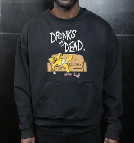 Drunks not dead - Homer Simpson, Punk, Rock, Drunk, Beer - Cropped Sweatshirt