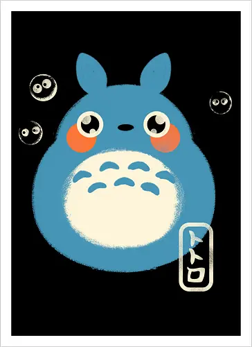 My Cute Neighbor - japanese, japan, anime, anime inspired, funny, fantasy, cute, cute creature, animals, spirit, forest spirit, cute, whimsical, kawaii, movie - Kunstdruck