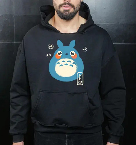My Cute Neighbor - japanese, japan, anime, anime inspired, funny, fantasy, cute, cute creature, animals, spirit, forest spirit, cute, whimsical, kawaii, movie - Cropped Hoodie