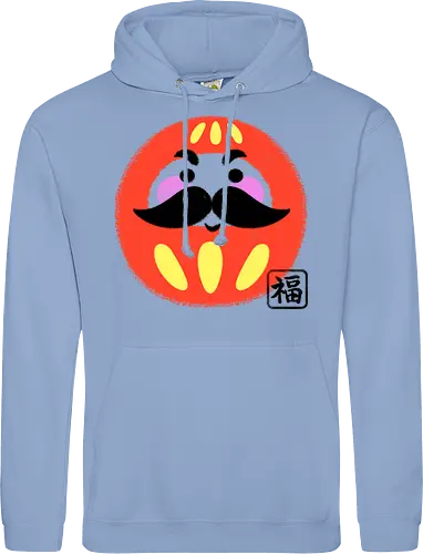 Mustached Daruma - japan, daruma, daruma doll, good luck, japanese culture, cute, geek, funny, doll, kawaii, zen, japanese - Standard Hoodie