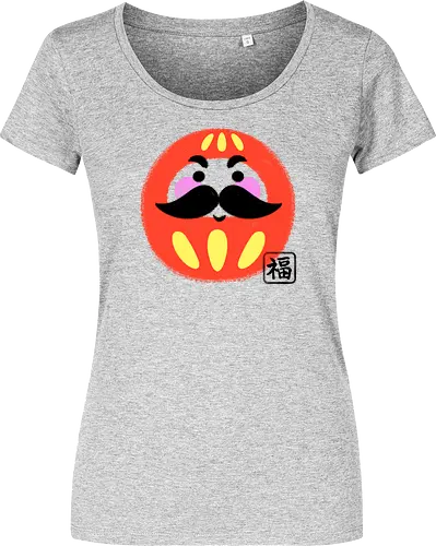 Mustached Daruma - japan, daruma, daruma doll, good luck, japanese culture, cute, geek, funny, doll, kawaii, zen, japanese - Damen T-Shirt