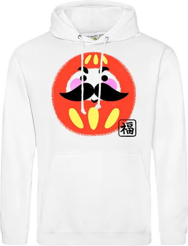 Mustached Daruma - japan, daruma, daruma doll, good luck, japanese culture, cute, geek, funny, doll, kawaii, zen, japanese - Standard Hoodie