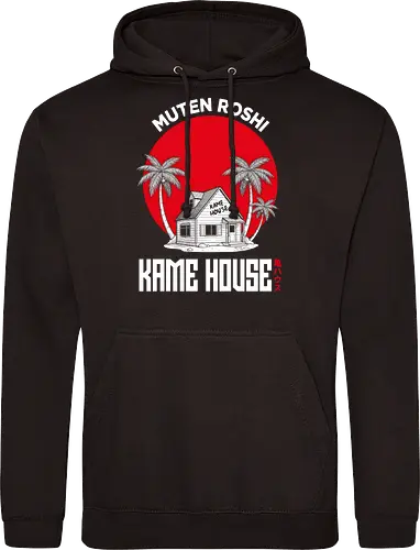 Island Training: The Turtle Hermit's House - Kame House shirt, Dragon Ball graphic tee, Master Roshi island apparel, minimalist anime streetwear, retro 90s shonen clothing, negative space anime art, Japanese text graphic, aesthetic otaku fashion, Turtle School merch, nostalgic anime landscape tee - Standard Hoodie