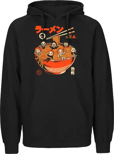 Nightmare Ramen - movies, horror, food, humor, terror, halloween, cinema, noodles, slasher, cute, japanese, pop, cult, spicy - Fairtrade Hoodie