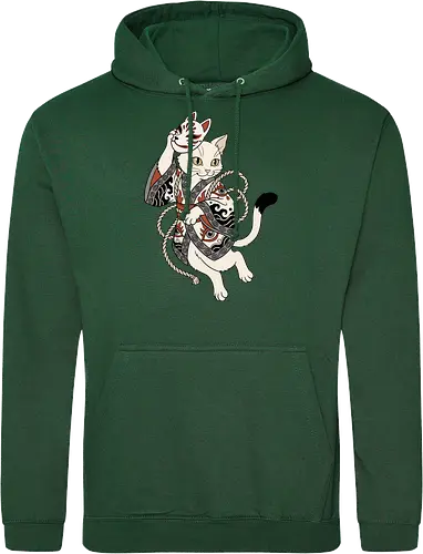 Neko Yokai: The Disguised Spirit - Japanese cat shirt, Yokai spirit graphic tee, Kitsune mask apparel, traditional kimono design, anime cat streetwear, aesthetic otaku fashion, neo traditional tattoo clothing, spooky feline merch, folklore animal tee, Japanese demon mask shirt - Standard Hoodie