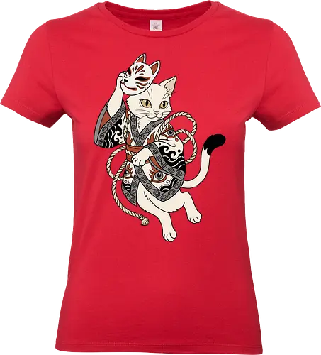 Neko Yokai: The Disguised Spirit - Japanese cat shirt, Yokai spirit graphic tee, Kitsune mask apparel, traditional kimono design, anime cat streetwear, aesthetic otaku fashion, neo traditional tattoo clothing, spooky feline merch, folklore animal tee, Japanese demon mask shirt - Standard T-Shirt (Frauen)