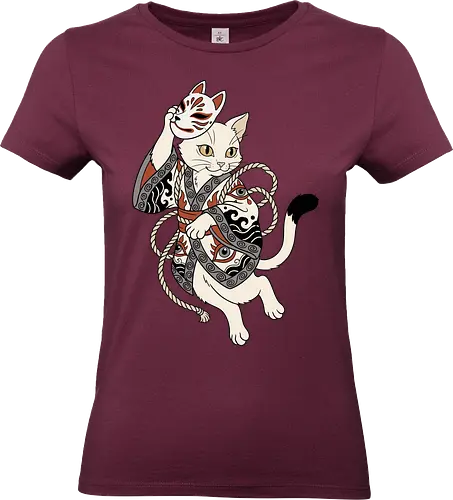 Neko Yokai: The Disguised Spirit - Japanese cat shirt, Yokai spirit graphic tee, Kitsune mask apparel, traditional kimono design, anime cat streetwear, aesthetic otaku fashion, neo traditional tattoo clothing, spooky feline merch, folklore animal tee, Japanese demon mask shirt - Standard T-Shirt (Frauen)