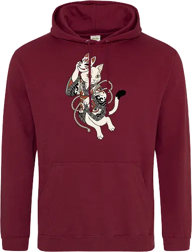 Neko Yokai: The Disguised Spirit - Japanese cat shirt, Yokai spirit graphic tee, Kitsune mask apparel, traditional kimono design, anime cat streetwear, aesthetic otaku fashion, neo traditional tattoo clothing, spooky feline merch, folklore animal tee, Japanese demon mask shirt - Standard Hoodie