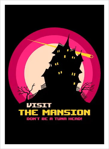 Visit The Mansion - mansion, nerd, nostalgia, old school, retro computer, spooky, video game, vintage computer, retro gaming, 8 bit, 80s, gamer, geek, halloween, haunted - Kunstdruck
