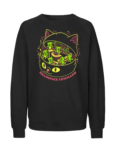 Headspace Command - eduely, ely, alien, cat, space, cat lover, sci fi, cosmic, chaotic mind, introvert, funny - Fairtrade Sweatshirt