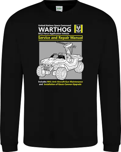 Futuristisches Militärfahrzeug - Technisches Handbuch - futuristisches Fahrzeug, Militärfahrzeug, Sci-Fi Kunst, Gaming Kunst, Geek Kunst, technisches Handbuch, Warthog M12, Halo Warthog, Halo game, Halo art, Halo fan art, Warthog vehicle, military vehicle art, sci fi vehicle, sci fi gaming, gamer art, geek art, retro gaming, videogame art, military manual, repair manual art, technical drawing, futuristic vehicle, Gauss Cannon, M41 gun, sci fi military, Reparaturhandbuch, Militär Design, Sci-Fi Gaming, Retro Gaming, Zukunftsmaschine, Raumfahrzeug, Gamer Design, Ingenieurkunst, Industrie Design - Sweatshirt