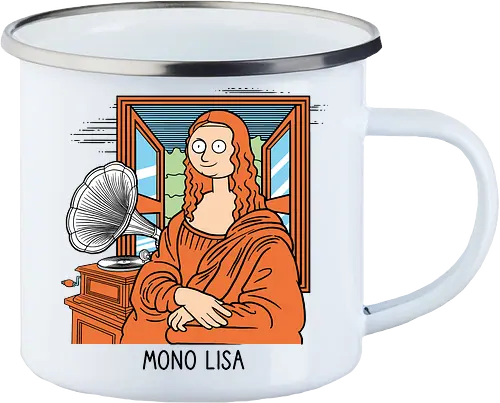 Mono Lisa - Music, Mono, Mona Lisa, Gramophone - Emailletasse