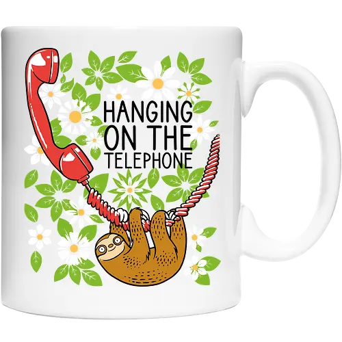 Hanging on the Telephone - Sloth, Telephone, Hanging, Animals - Keramiktasse