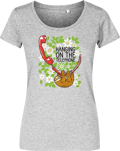 Hanging on the Telephone - Sloth, Telephone, Hanging, Animals - Damen T-Shirt
