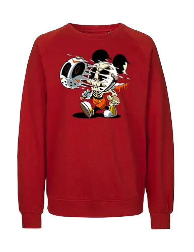 Skelett-Maus Slasher - Halloween Horror Cartoon Kunst - Mickey freaky art, estampa geek horror, Disney scary art, camiseta geek Halloween, Cartoon Horror Slasher, Halloween Terror Druck, freaky Maus Horror, Underground Slasher Kunst, Skelett Cartoon Halloween, Geek Terror Druck, klassischer Horror Cartoon, Pop Art Slasher, Horror Halloween Charakter, Cartoon Dark Art, Skelett Maus Horror, Eishockeymaske Cartoon, Slasher Cartoon Kunst, blutiges Messer Cartoon, Halloween Geek Kunst, Mickey Mouse horror, Jason Voorhees Disney, Mickey Halloween skeleton, Disney horror art, Sexta-Feira 13, Mickey zumbi, arte geek terror, camiseta horror Disney, Mickey Mouse Jason mask, cartoon horror, slasher art, cultura pop terror, Mickey Mouse esqueleto, Disney Halloween, Jason Voorhees mask, horror cartoon Disney - Fairtrade Sweatshirt